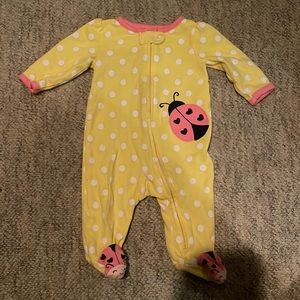 (15for$10) baby girl lady bug footed sleeper